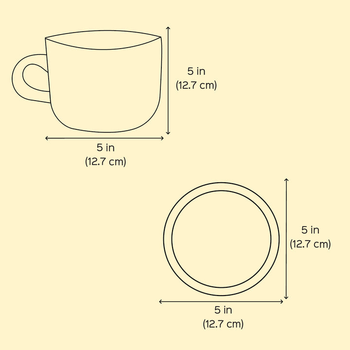 Hand-Painted Floral Gulmohar Glass Tea Cups With Saucers
