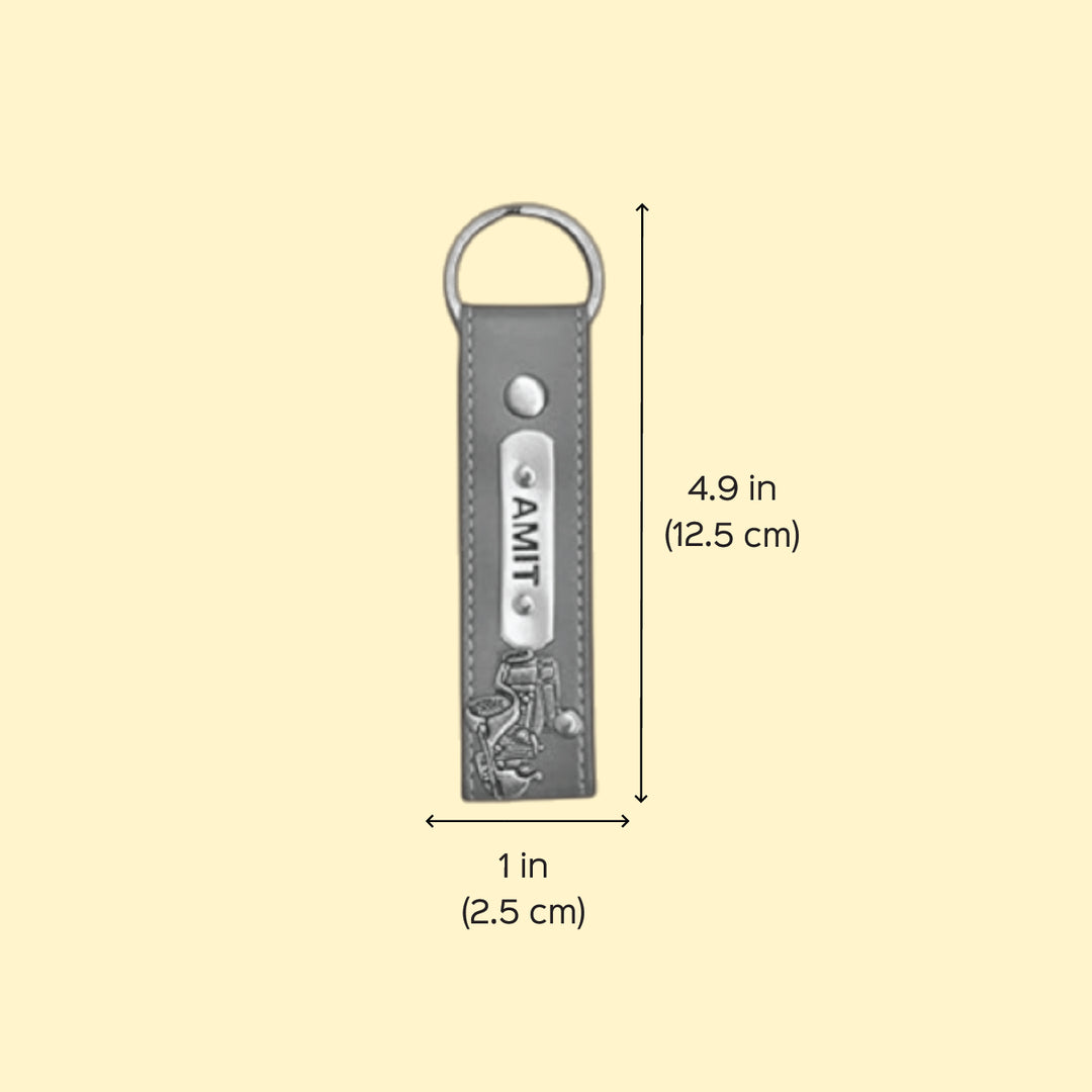 Personalized Faux Leather Key Chain With Charm