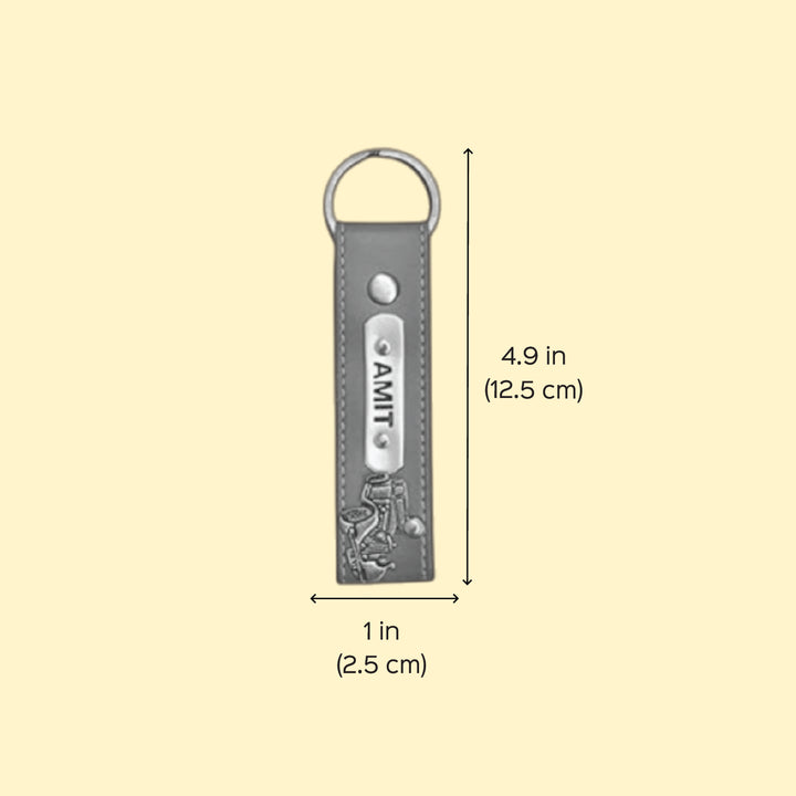 Personalized Faux Leather Key Chain With Charm