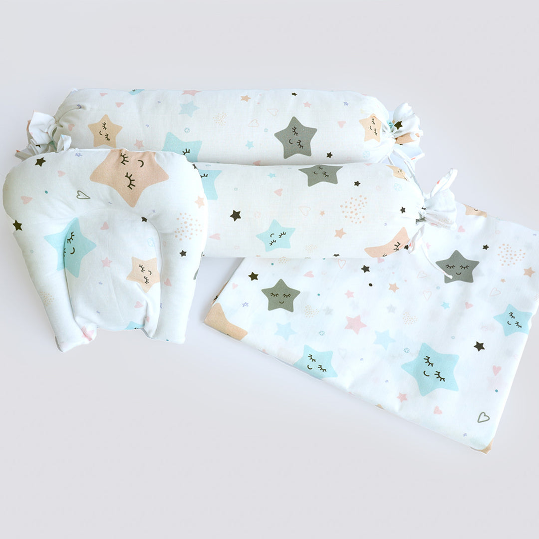 8 Pc | Personalized Stars Baby Bedding Gift Basket | 0-4 Years
