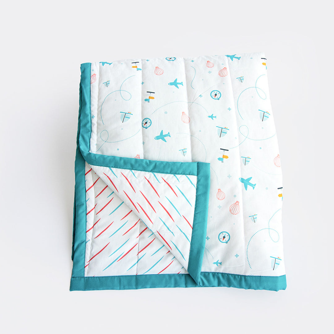 8 Pc | Personalized Doodle Rain Baby Bedding Gift Basket | 0-4 Years