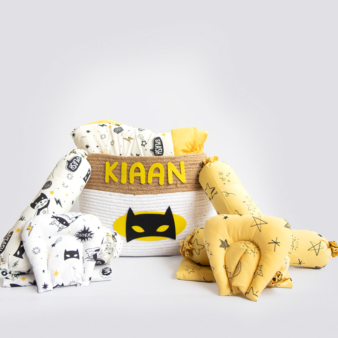 10 Pc | Personalized Superbaby & Doodle Stars Gift Basket | 0-4 Years