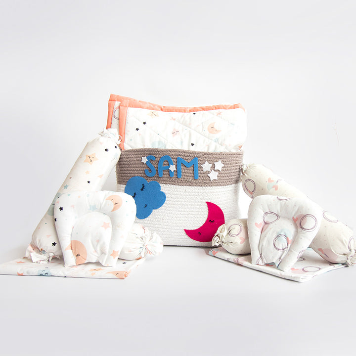 10 Pc | Personalized Sky & Love Infant Gift Basket | 0-4 Years