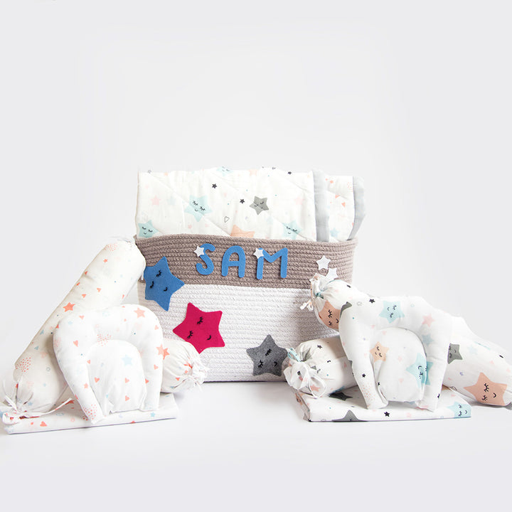 10 Pc | Personalized Stars & Fairy Dust Baby Gift Basket | 0-4 Years