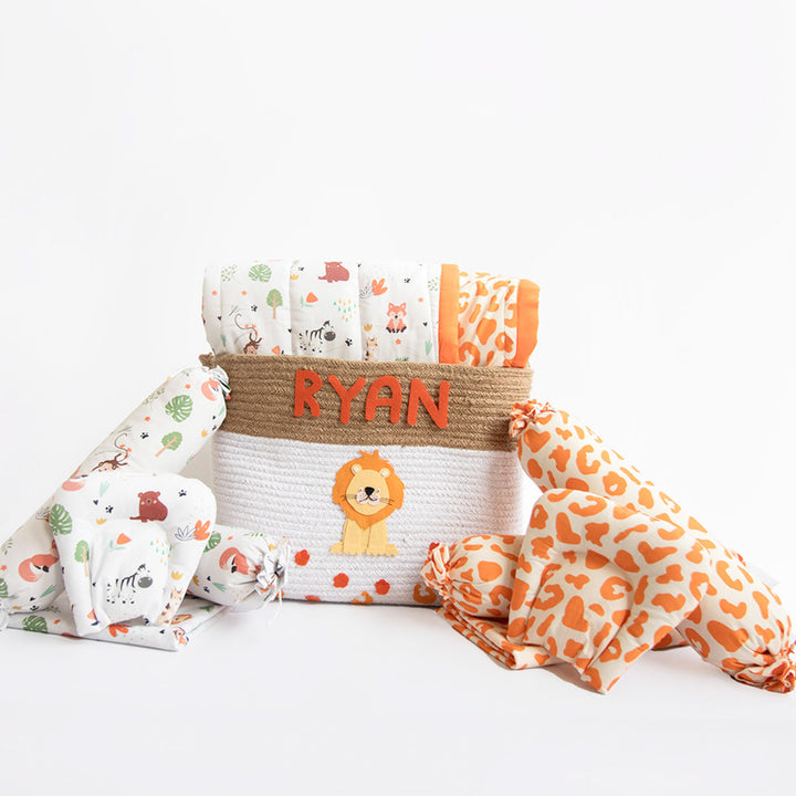 10 Pc | Personalized Baby Animals Infant Gift Basket | 0-4 Years