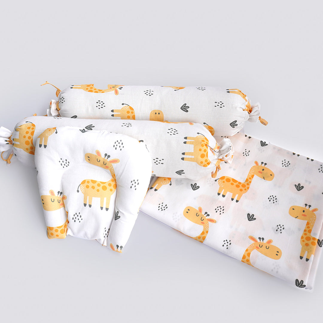 6 Pc | Personalized Baby Giraffe Infant Bedding Gift Basket Set | 0-4 Years