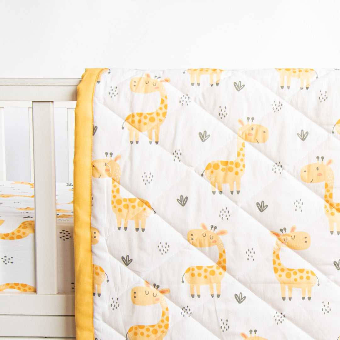 6 Pc | Personalized Baby Giraffe Infant Bedding Gift Basket Set | 0-4 Years