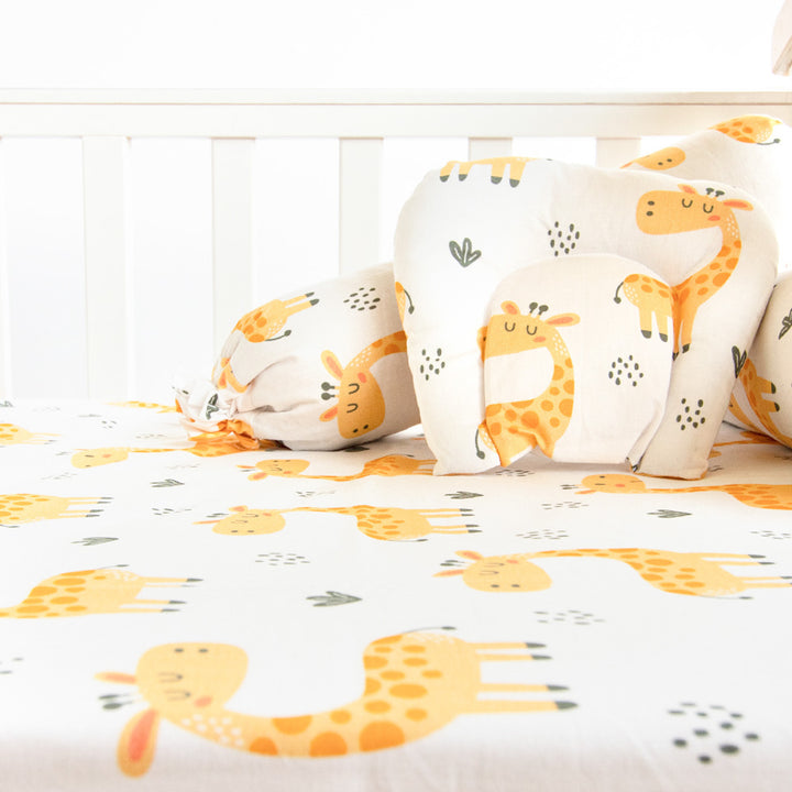 6 Pc | Personalized Baby Giraffe Infant Bedding Gift Basket Set | 0-4 Years