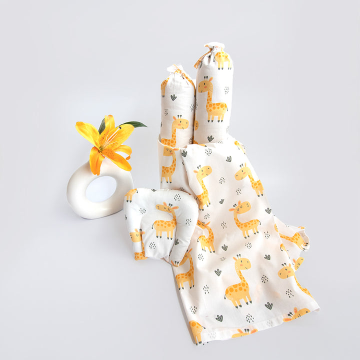 6 Pc | Personalized Baby Giraffe Infant Bedding Gift Basket Set | 0-4 Years