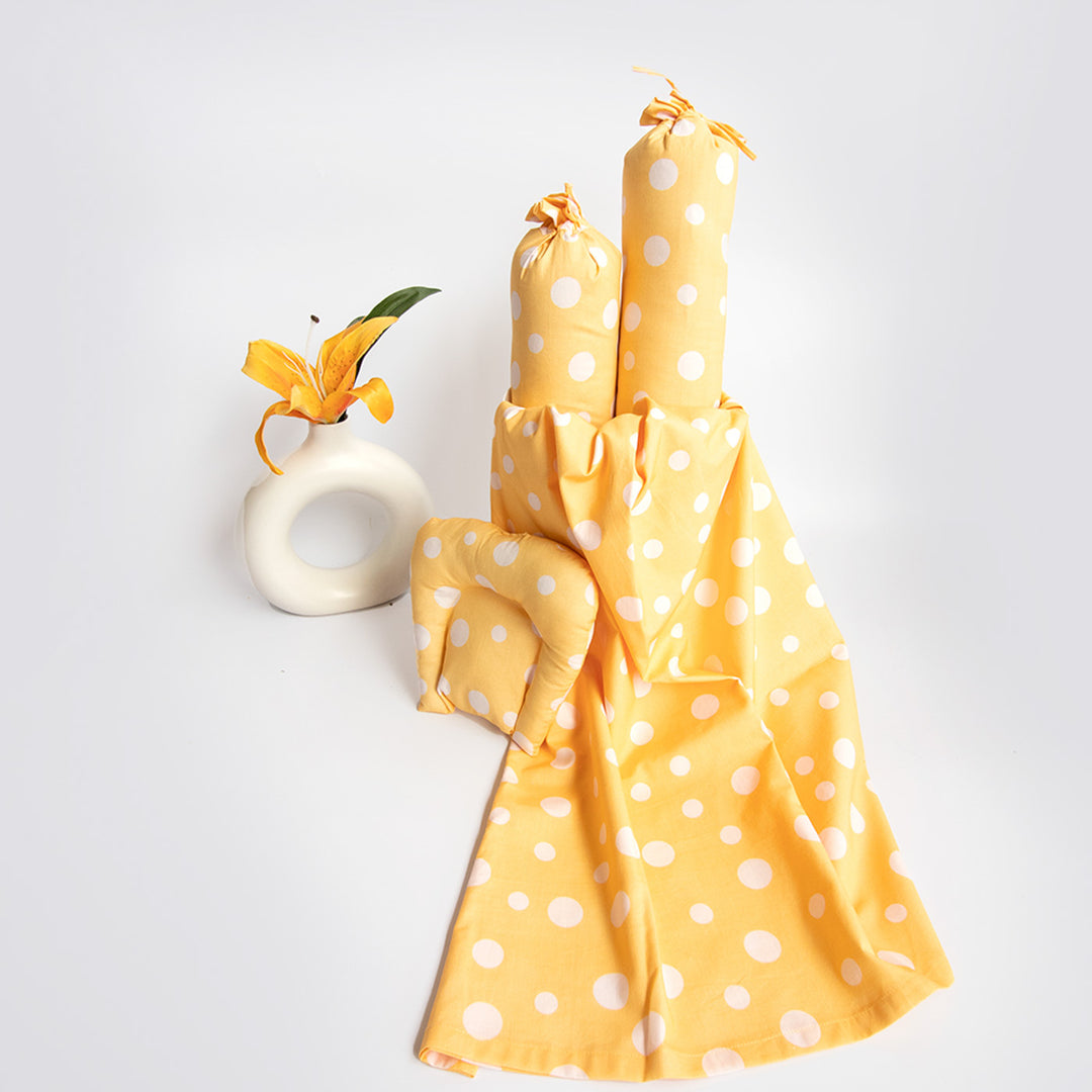 6 Pc | Personalized Polka Dot Theme Infant Bedding Gift Basket Set | 0-4 Years