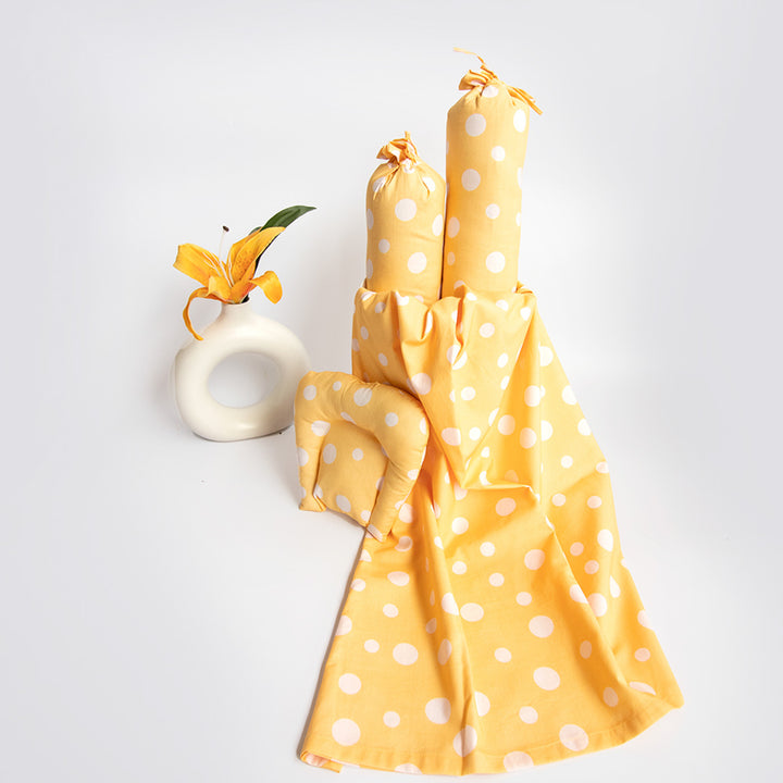 6 Pc | Personalized Polka Dot Theme Infant Bedding Gift Basket Set | 0-4 Years