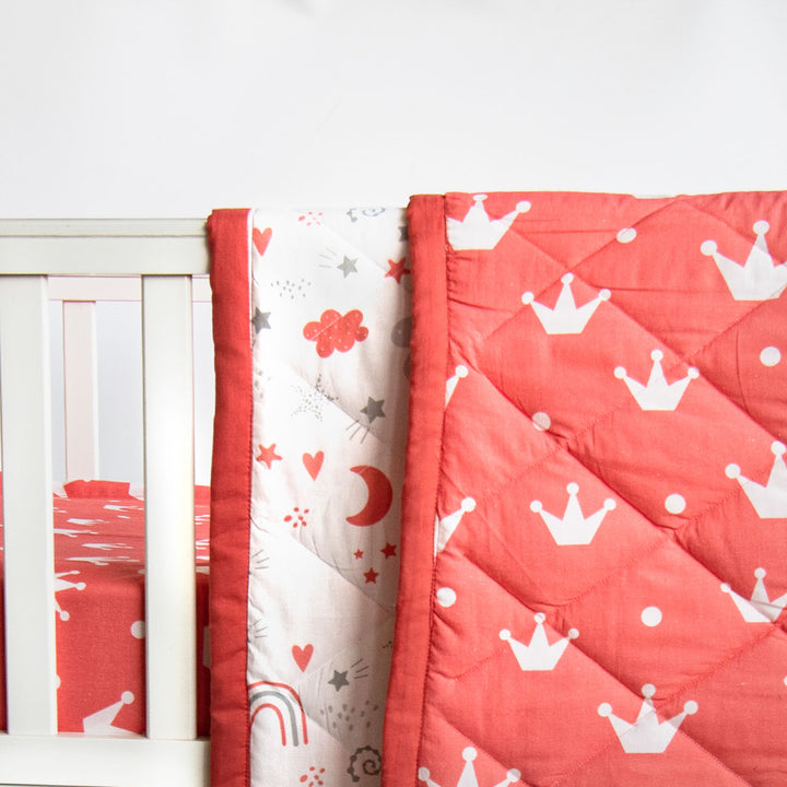 6 Pc | Personalized Crown Theme Infant Bedding Gift Basket Set | 0-4 Years