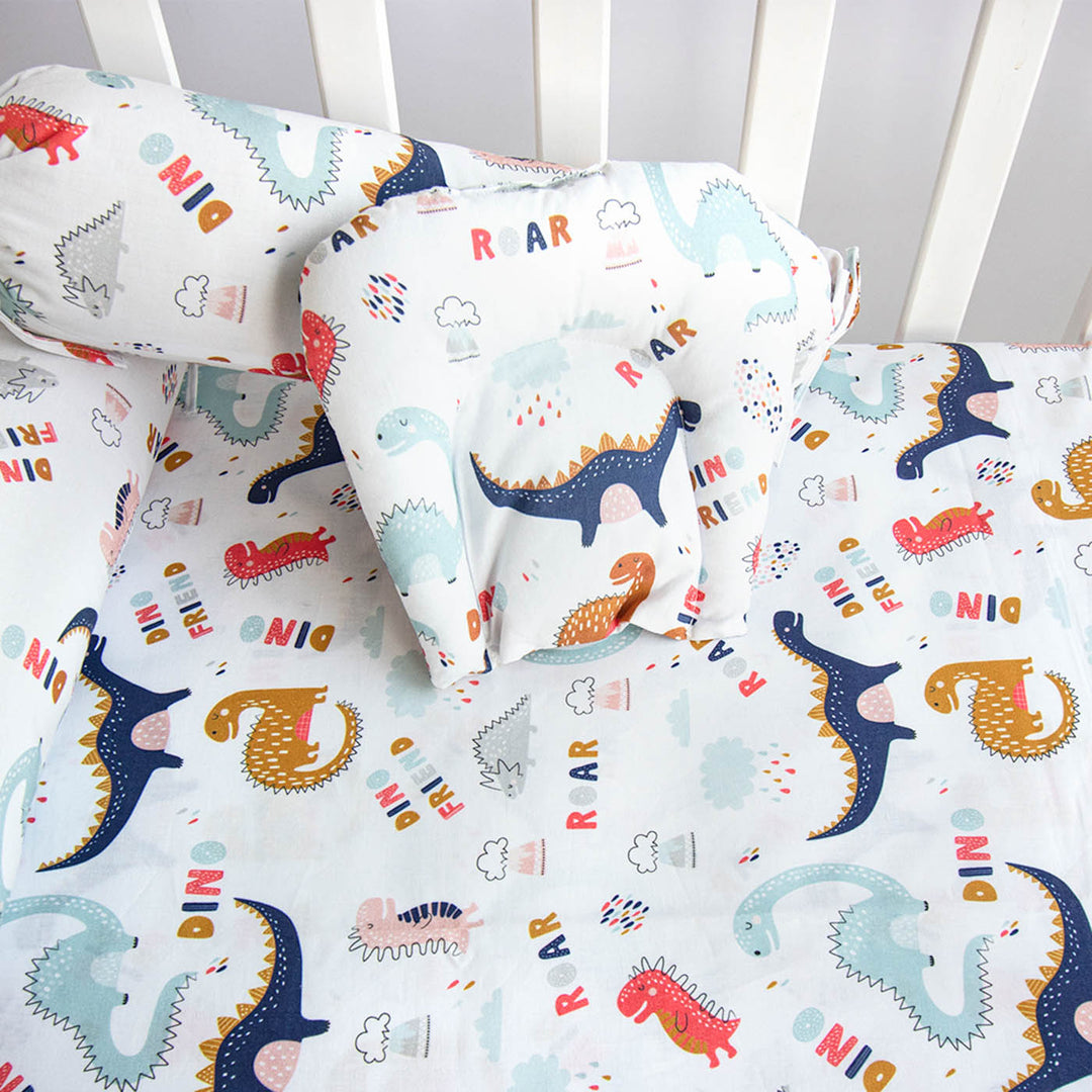 6 Pc | Personalized Dinosaur Infant Bedding Gift Basket Set | 0-4 Years