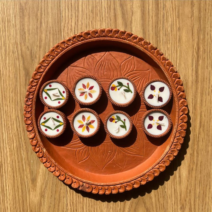 Soy Wax & Earthen Festive 1 Inch Diyas | Pack of 4/8