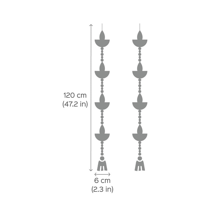 Upcycled Fabric Diya Design Festive Hangings I Set of 2