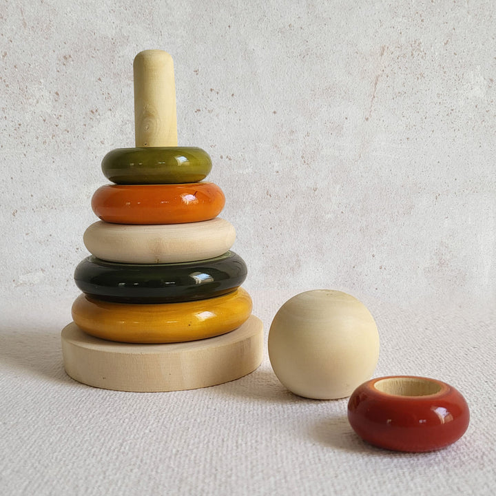 Handcrafted Wooden Ring Stacker Etikopakka Toy for Kids | 0-2 Years
