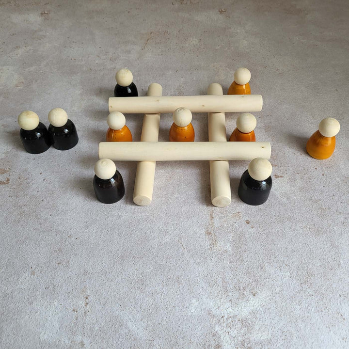 Handcrafted Wooden Tic Tac Toe Etikopakka Game Set for Kids | 3-6 Years