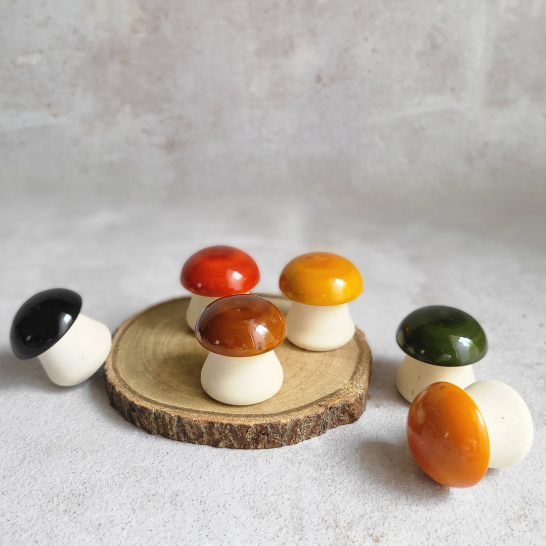 Handcrafted Wooden Mushroom Etikopakka Toy Set for Kids | 3-6 Years