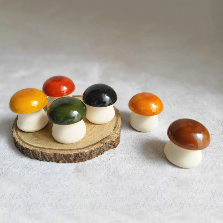Handcrafted Wooden Mushroom Etikopakka Toy Set for Kids | 3-6 Years