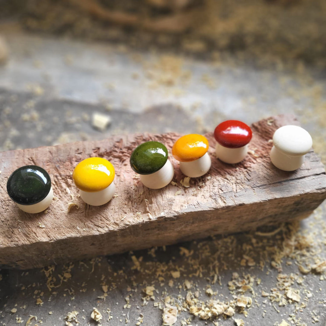 Handcrafted Wooden Mushroom Etikopakka Toy Set for Kids | 3-6 Years
