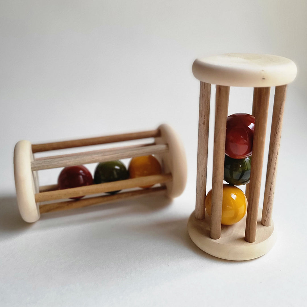 Wooden Rolling Rattle Toy | Handmade Etikopakka Crawling & Sensory Play | 0–2 Years