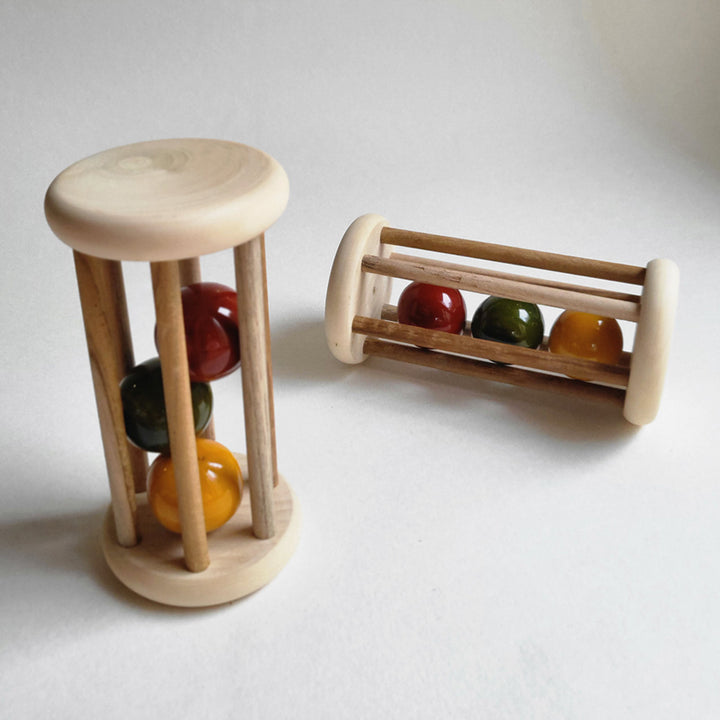 Wooden Rolling Rattle Toy | Handmade Etikopakka Crawling & Sensory Play | 0–2 Years
