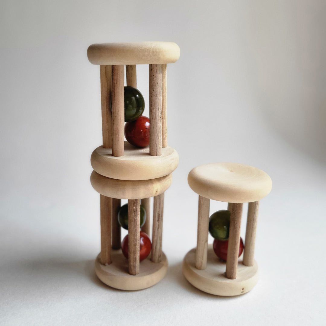 Wooden Mini Rolling Rattle | Handmade Etikopakka Sensory Toy | 0–2 Years