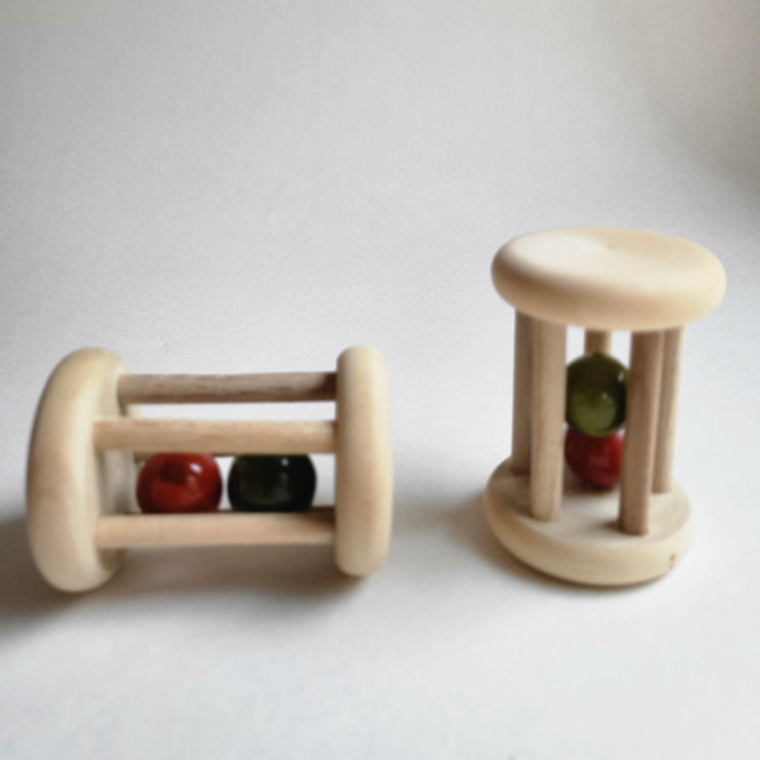 Wooden Mini Rolling Rattle | Handmade Etikopakka Sensory Toy | 0–2 Years