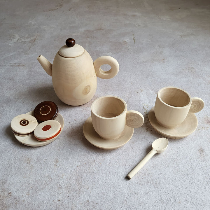 Wooden Mini Tea Set | Handmade Etikopakka Pretend Play Toy | 3–8 Years