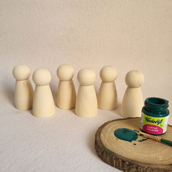 Wooden Peg Dolls Set | Handmade Etikopakka Creative Play Toy | 3–8 Years