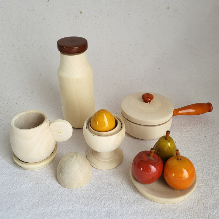 Wooden Breakfast Set Toy | Handmade Etikopakka Pretend Play | 3–6 Years