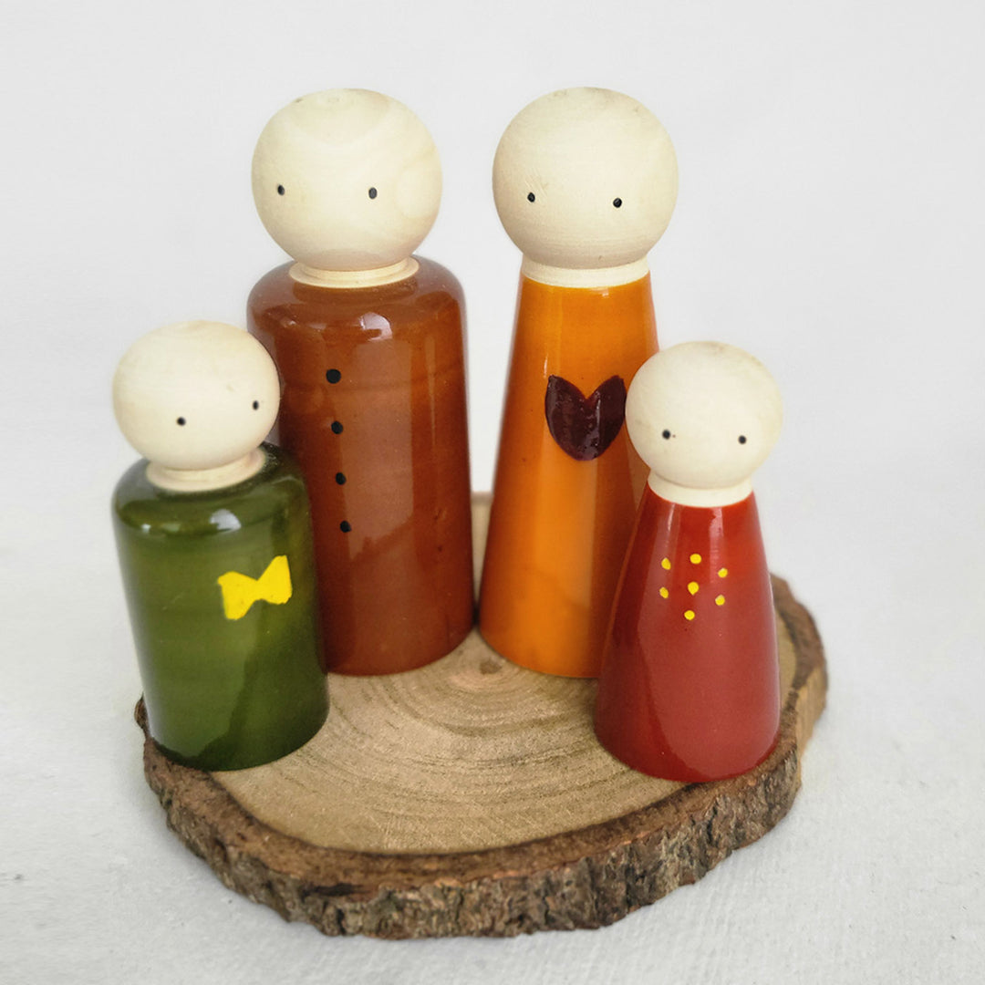 Wooden Family Doll Set | Handmade Etikopakka Pretend Play Toy | 2+ Years