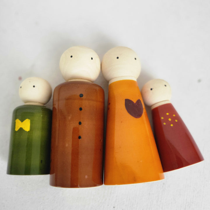 Wooden Family Doll Set | Handmade Etikopakka Pretend Play Toy | 2+ Years