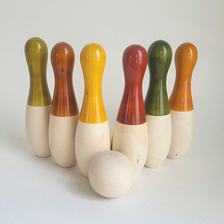 Wooden Big Bowling Set | Handmade Etikopakka Active Play Toy | 3+ Years