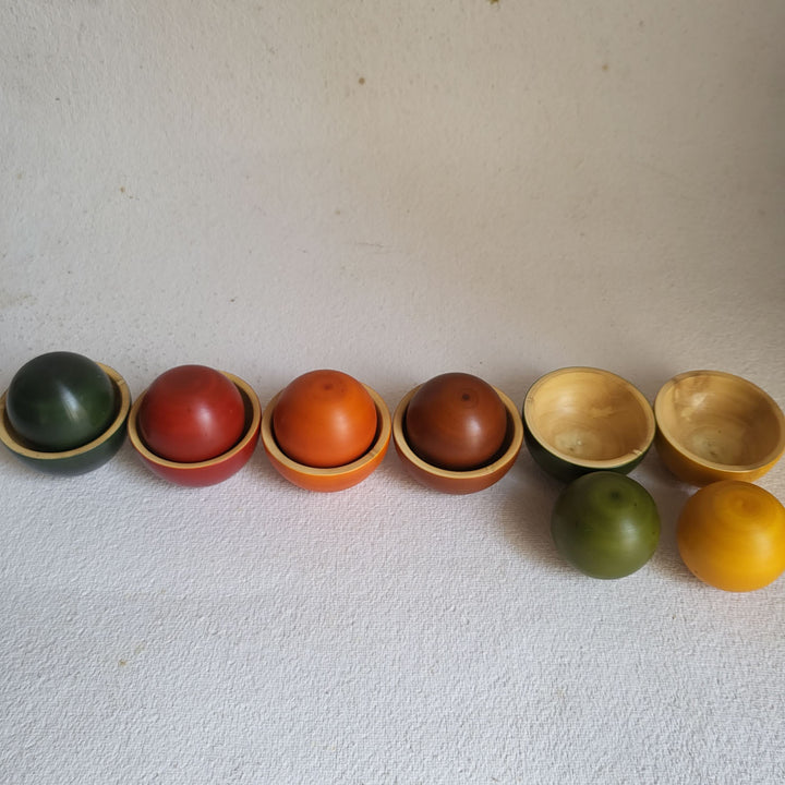Wooden Bowls & Balls Sorter | Handmade Etikopakka Learning Toy | 1+ Years