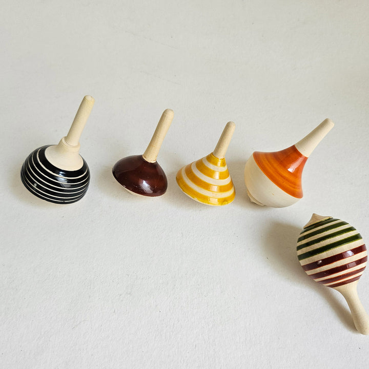 Wooden Spinning Tops Set | Handmade Etikopakka Skill Toy | 3+ Years