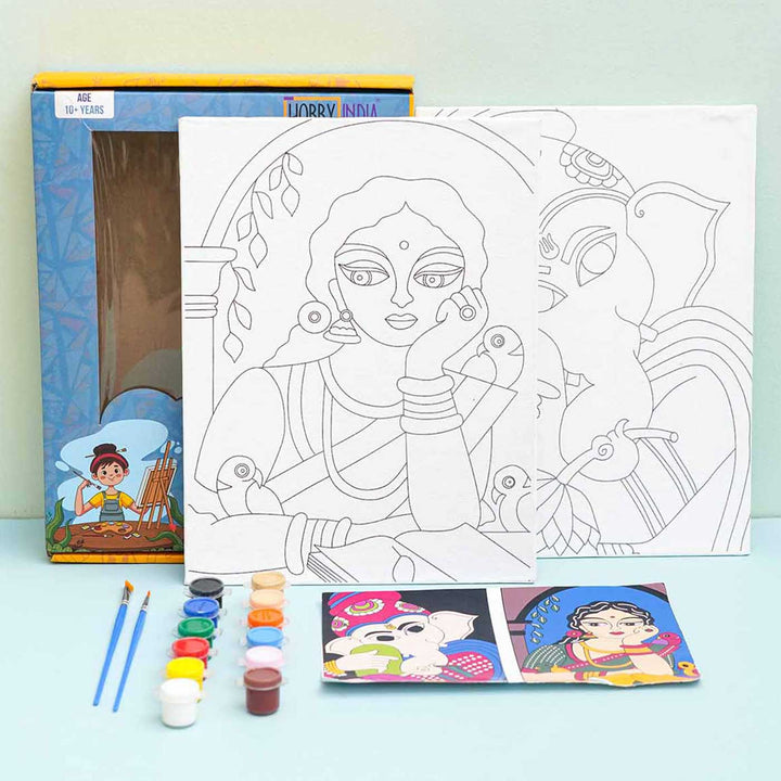 Madhubani Art Premarked Canvas DIY Kit