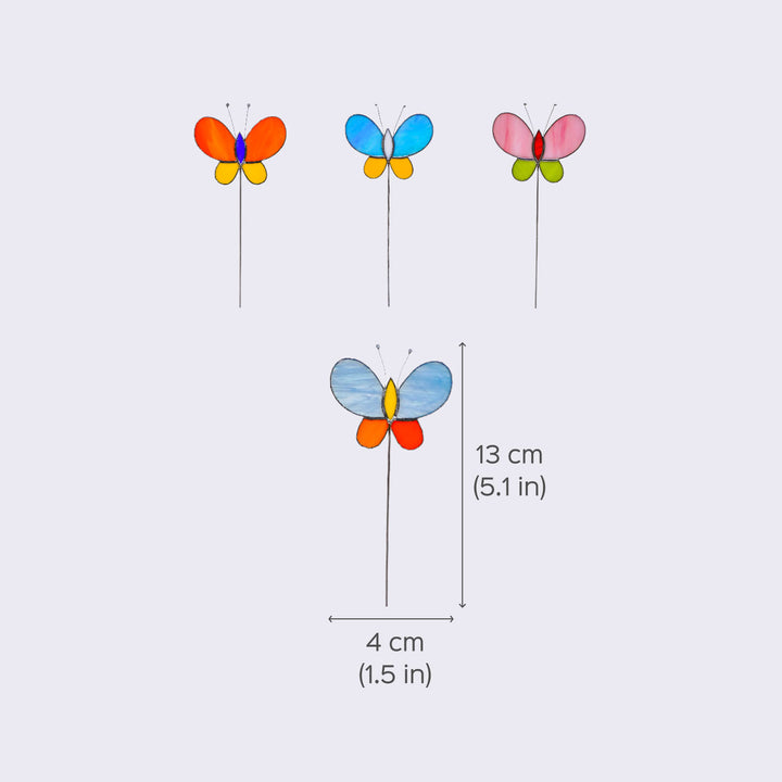 Handcrafted Stained Glass Butterfly Garden Stake - Zwende