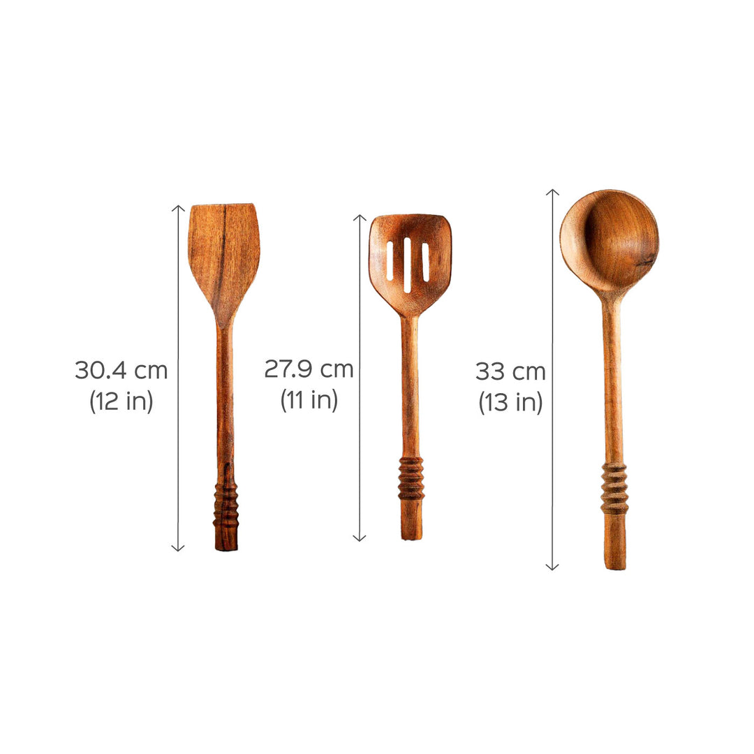 Garoh Acacia Wood Ladles & Spatulas I Set of 5