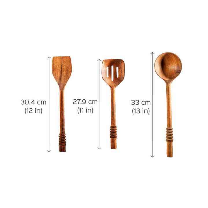 Garoh Acacia Wood Ladles & Spatulas I Set of 5