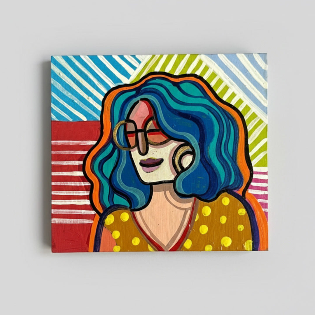 Hand-Painted Alisha MDF Wood Fridge Magnet