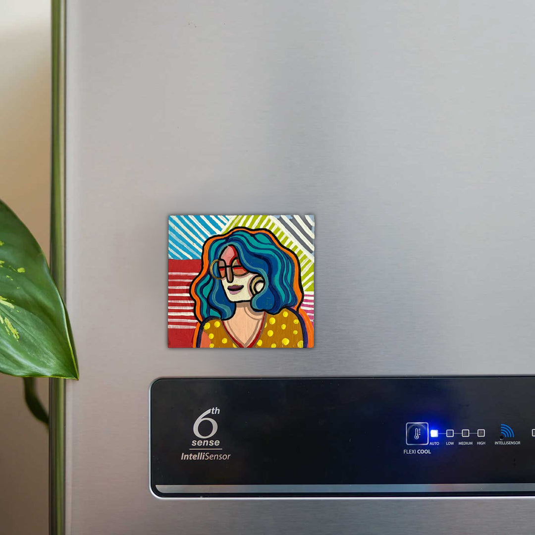 Hand-Painted Alisha MDF Wood Fridge Magnet
