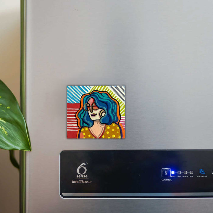Hand-Painted Alisha MDF Wood Fridge Magnet