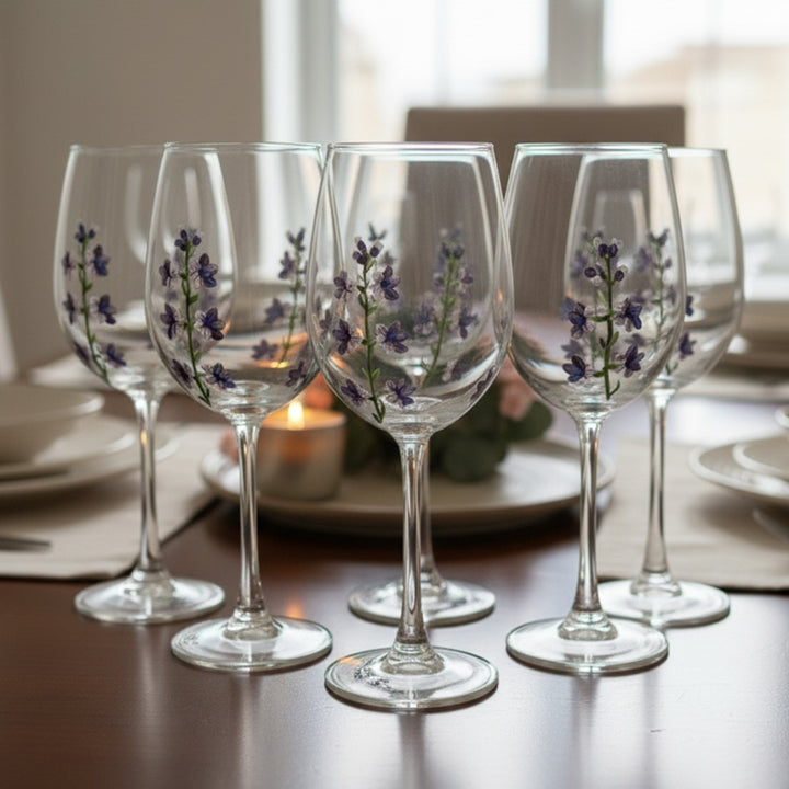 Hand-Painted Lavender Love Wine Glass