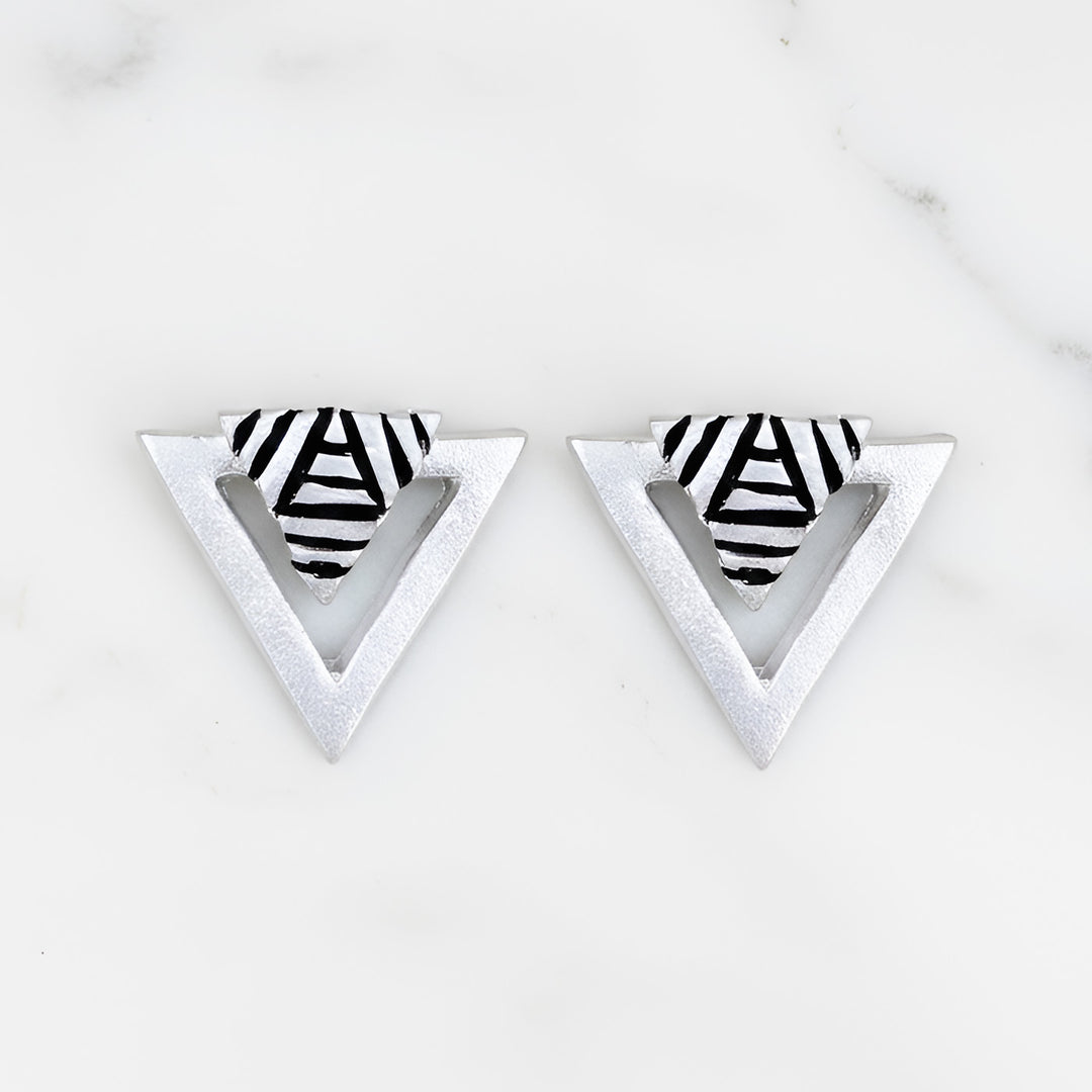 Handmade Triangle Terracotta Earrings