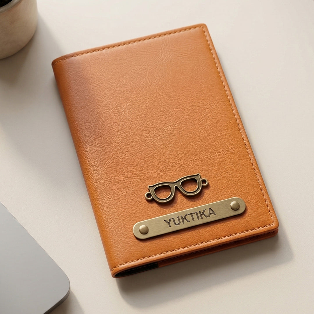 Personalized Faux Leather Passport Cover With Charm