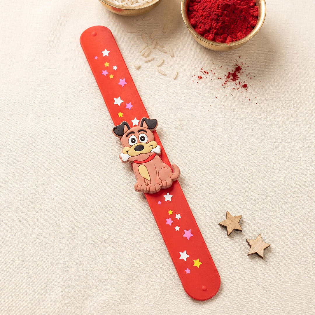 Handmade Dog Silicone Slap Band Rakhi For Kids With Roli Chawal For Brother