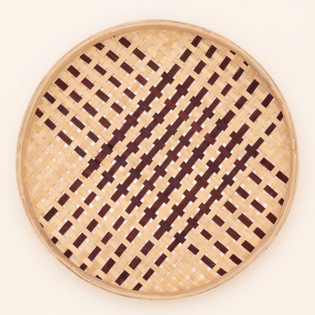Set of 3 | "Rilo" Handcrafted Woven Bamboo Wall Plate With Lacquered Finish For Festive Decor