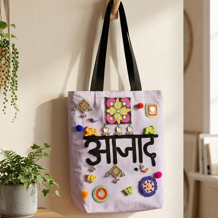 Hand-Embroidered Dori Work Azaad Tote Bag