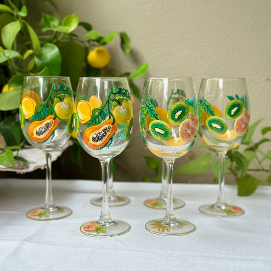 Hand-Painted Fruity Fizz Wine Glass